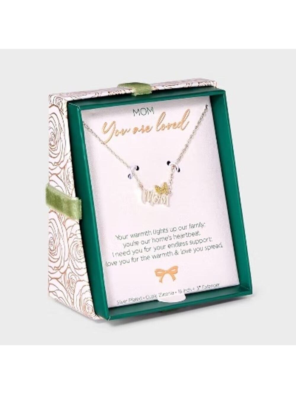 Target NWT Silver Plated Cubic Zirconia Butterfly Pendant Necklace Mom